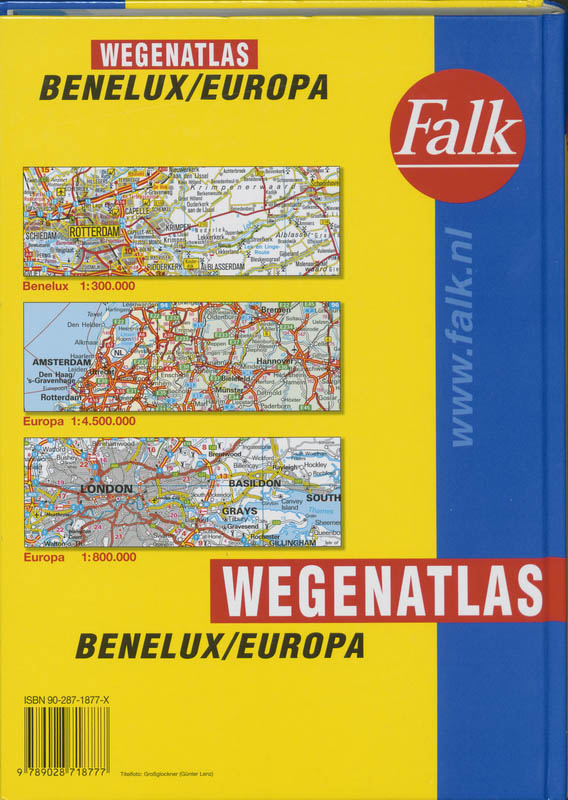 Achterkant van Benelux / Europa wegenatlas
