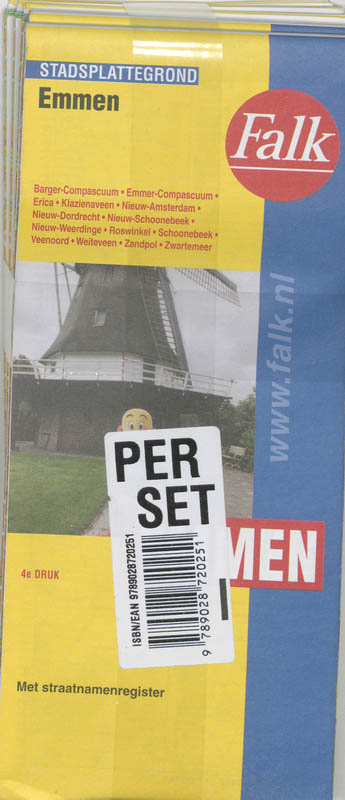 Achterkant van Emmen plattegrond set 5 ex