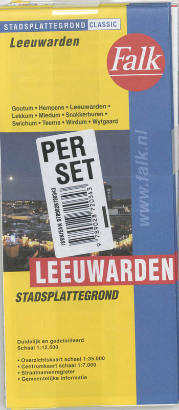 Achterkant van Leeuwarden plattegrond set 5 ex