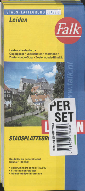Achterkant van Leiden plattegrond set 5 ex