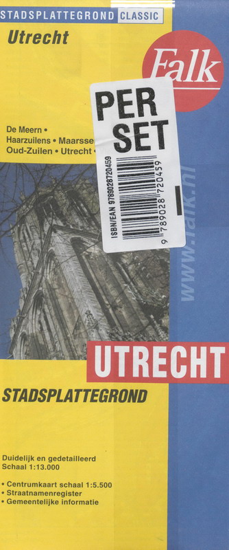 Achterkant van Utrecht stadsplattegrond set 5 ex