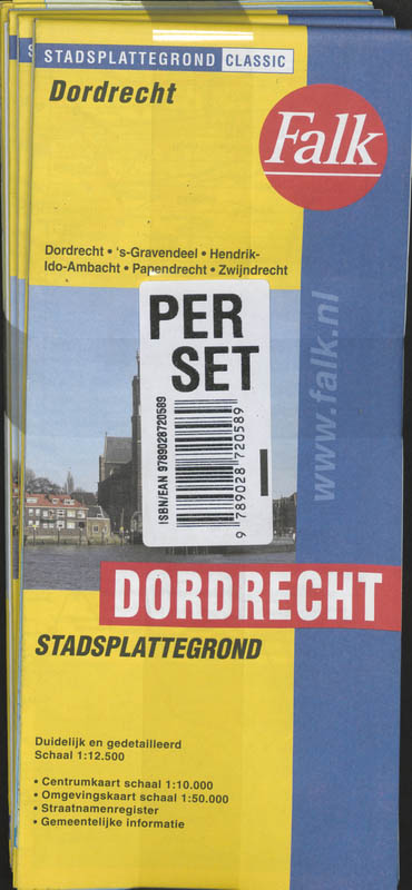 Achterkant van Dordrecht plattegrond set 5 ex