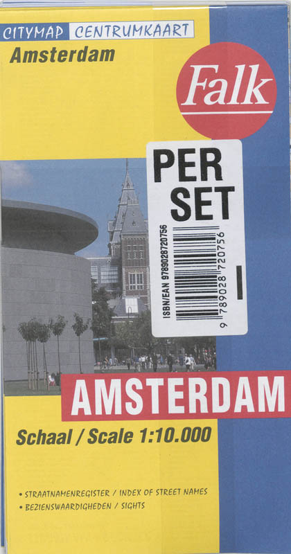Achterkant van Amsterdam centrumkaart set 5 ex