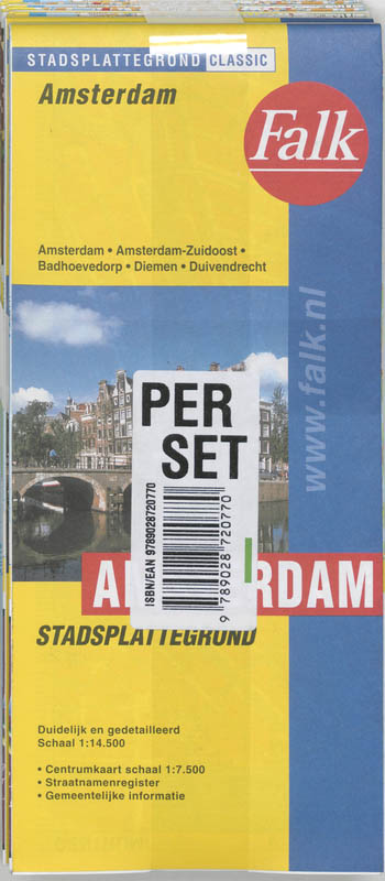 Achterkant van Amsterdam plattegrond set 5 ex