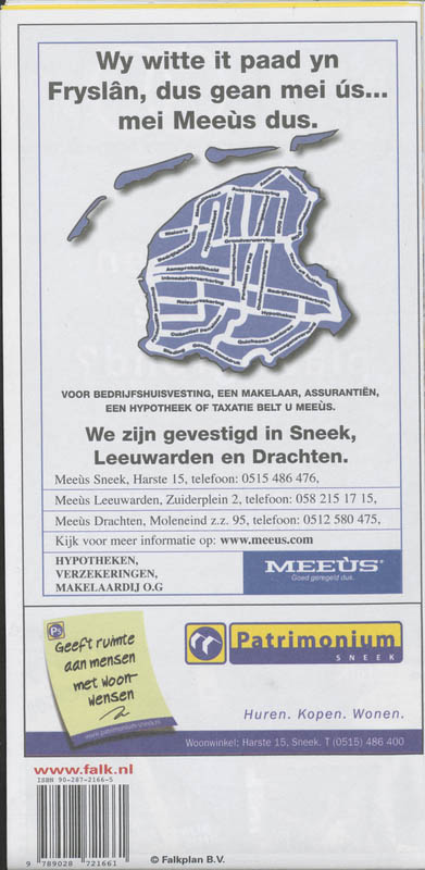 Achterkant van Sneek plattegrond