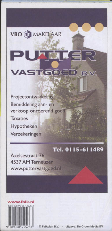 Achterkant van Falk stadsplattegrond Terneuzen