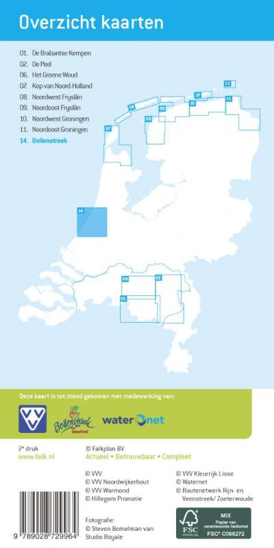 Achterkant van Falk VVV wandelkaart 14. Bollenstreek