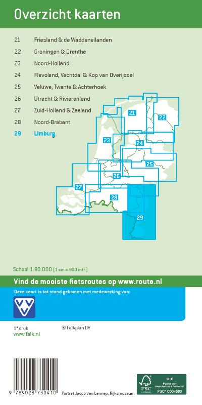 Achterkant van Falk Compact Fietskaart 29. Limburg