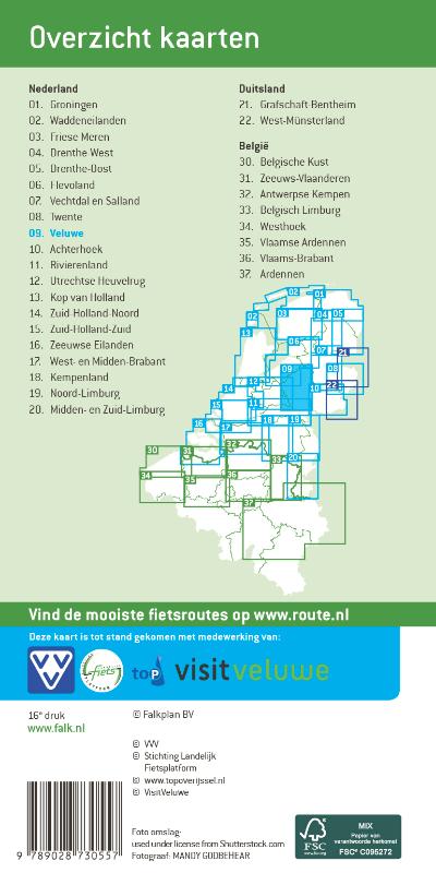 Achterkant van Falk VVV fietskaart 09 Veluwe