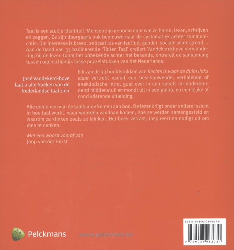 Achterkant van Rechts is waar de duim links staat