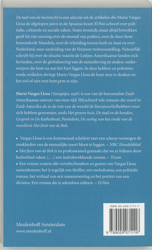 Achterkant van De taal van de hartstocht
