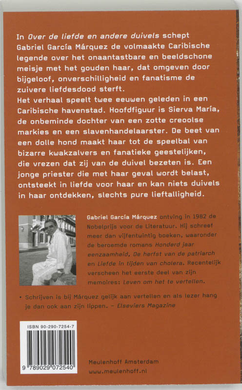 Achterkant van Over de liefde en andere duivels