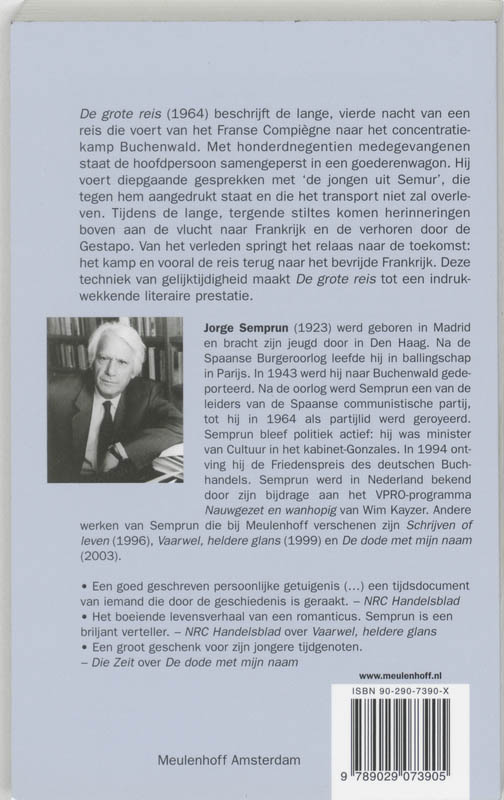 Achterkant van De grote reis