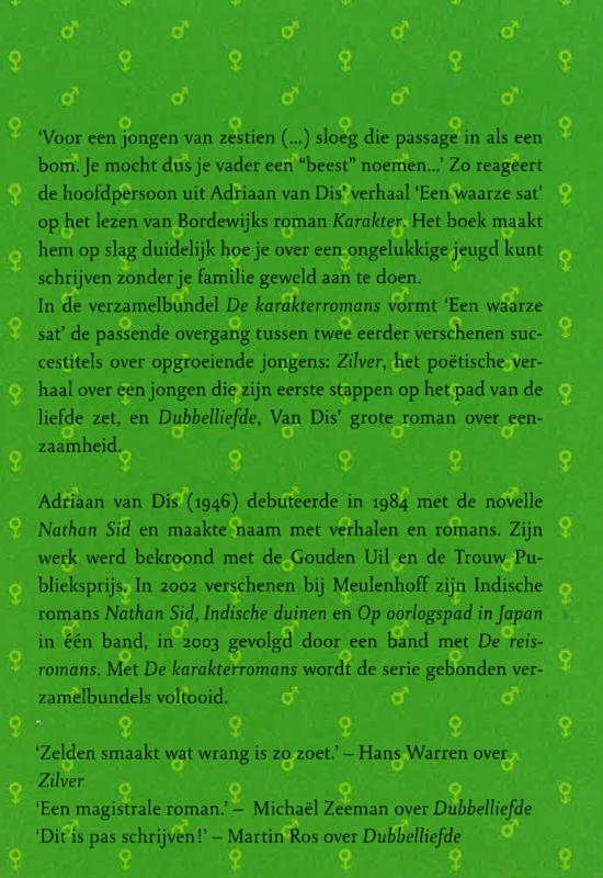 Achterkant van De karakterromans