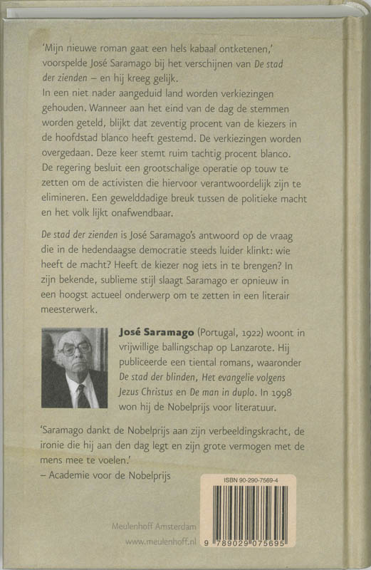 Achterkant van De stad der zienden