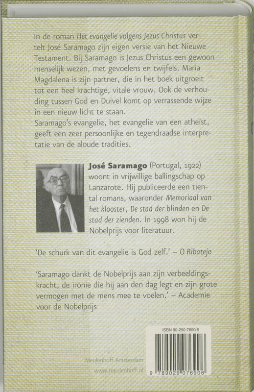 Achterkant van Het evangelie volgens Jezus Christus