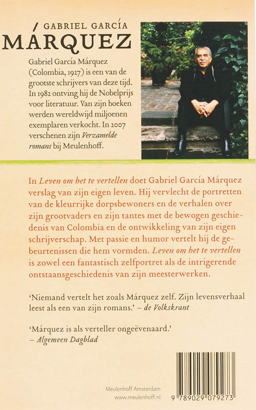 Achterkant van Leven om het te vertellen