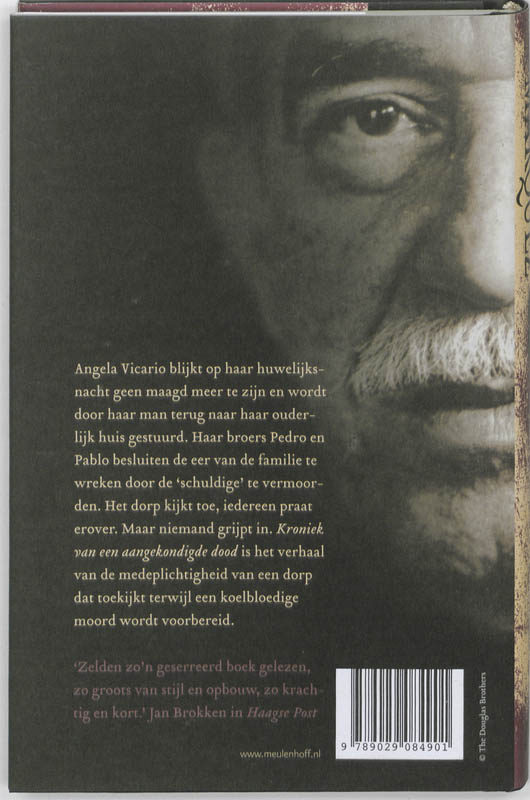 Achterkant van Kroniek van een aangekondigde dood