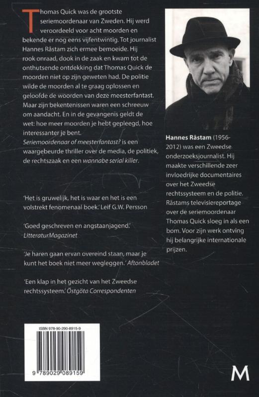 Achterkant van Seriemoordenaar of meesterfantast