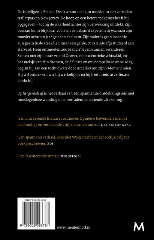 Achterkant van Op het geniale af