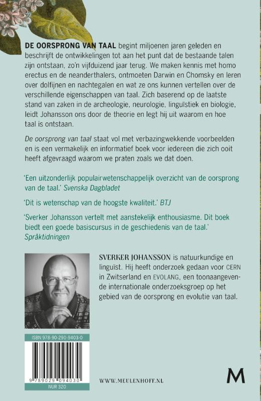 Achterkant van De oorsprong van taal
