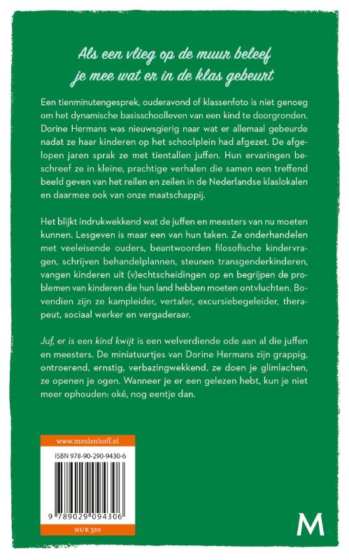 Achterkant van Juf, er is een kind kwijt