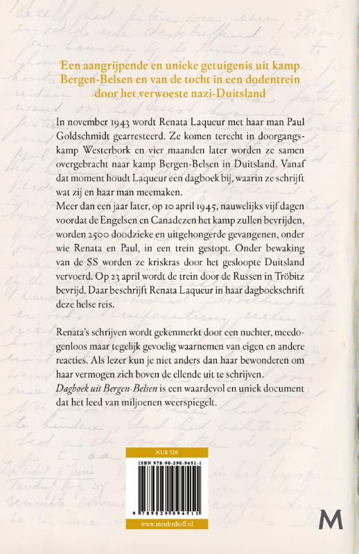 Achterkant van Dagboek uit Bergen-Belsen