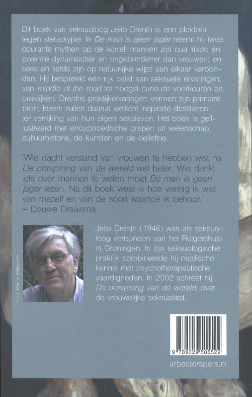 Achterkant van De man is geen jager