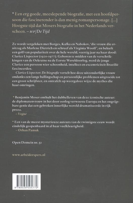 Achterkant van Clarice Lispector