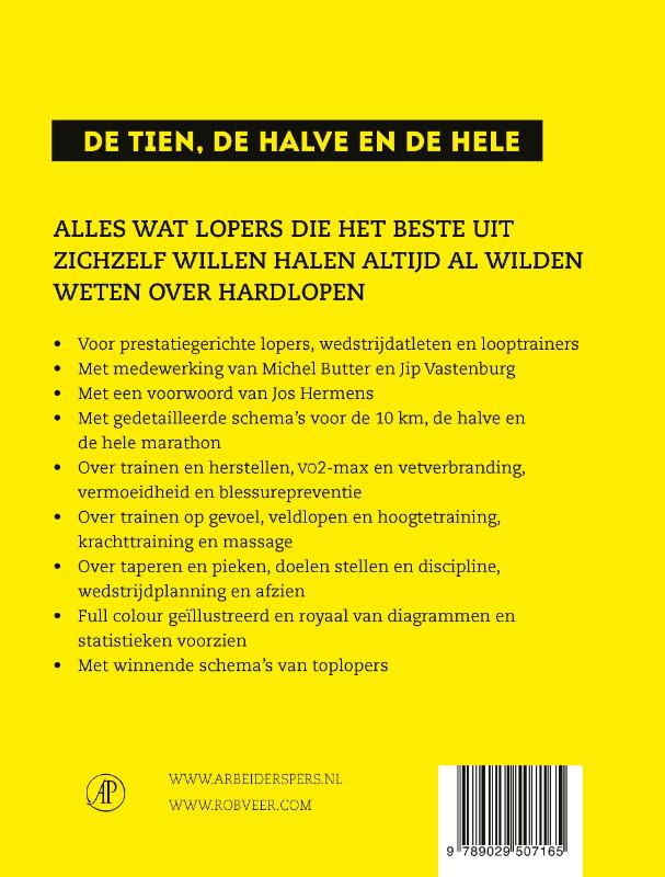 Achterkant van De tien, de halve en de hele