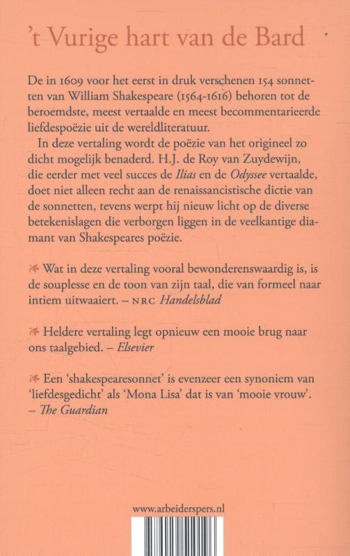Achterkant van De sonnetten