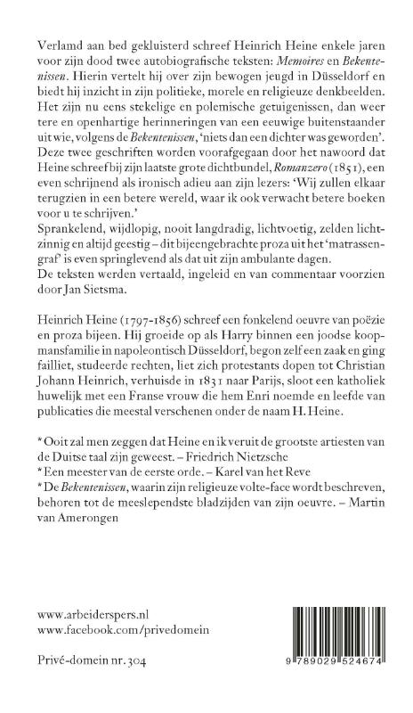 Achterkant van Memoires en bekentenissen