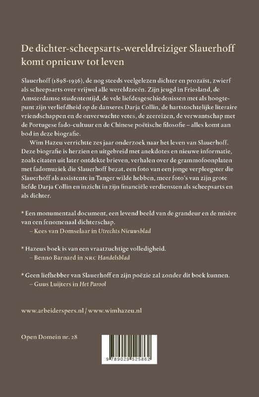 Achterkant van Slauerhoff