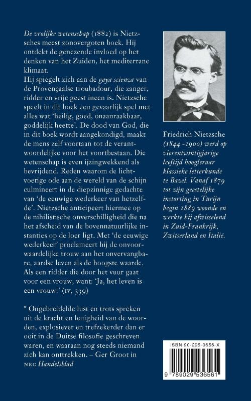 Achterkant van De vrolijke wetenschap