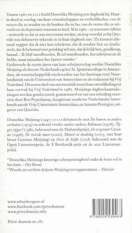 Achterkant van En liefde in mindere mate