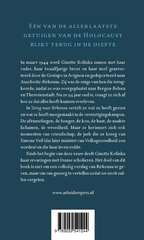 Achterkant van Terug naar Birkenau