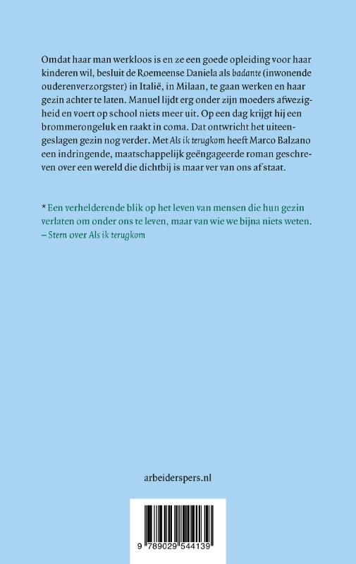 Achterkant van Als ik terugkom
