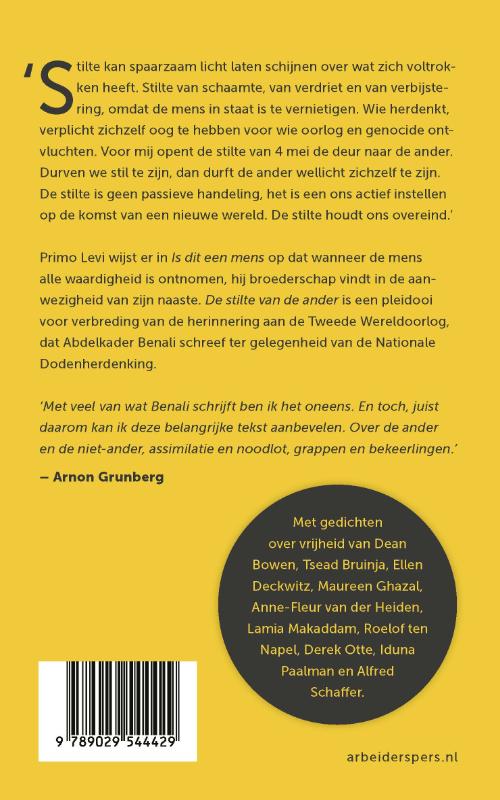 Achterkant van De stilte van de ander