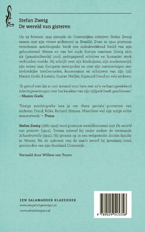 Achterkant van De wereld van gisteren
