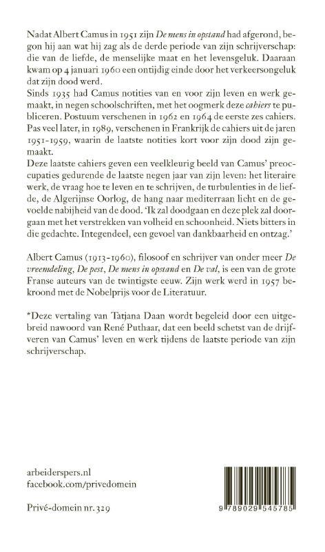 Achterkant van Laatste cahiers 1951-1959