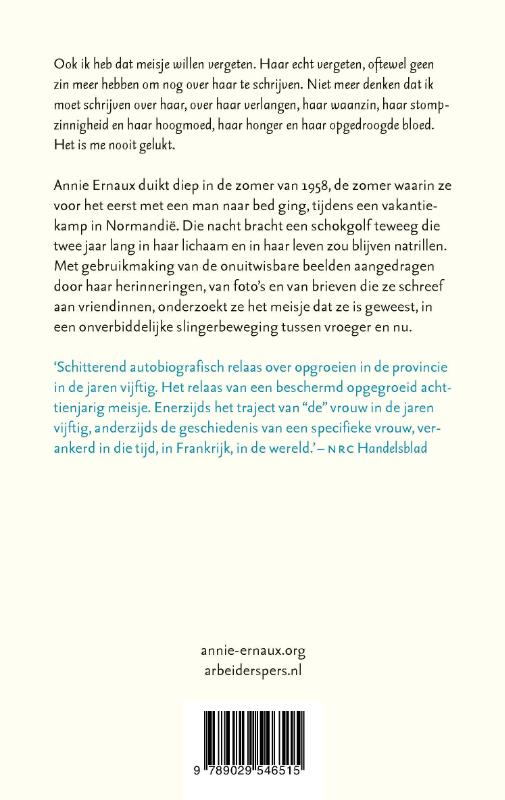 Achterkant van Meisjesherinneringen