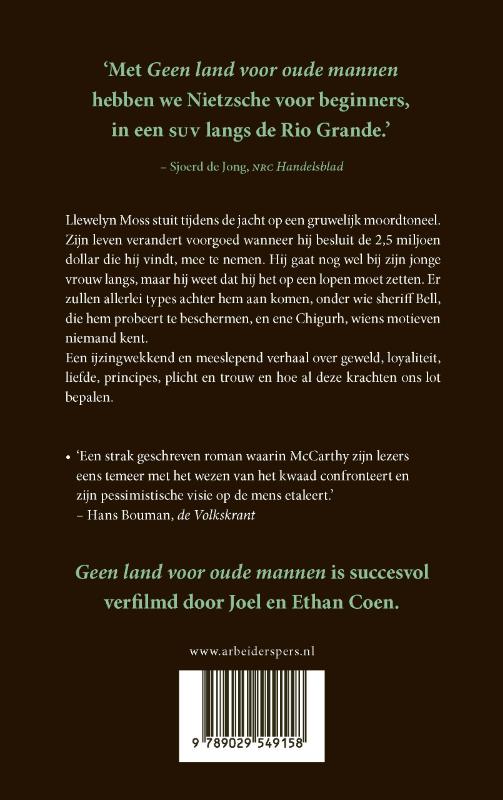 Achterkant van Geen land voor oude mannen