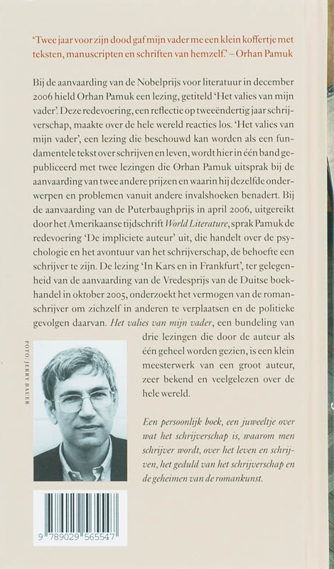 Achterkant van Het valies van mijn vader
