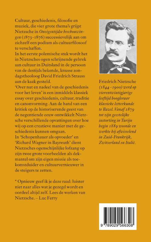 Achterkant van Oneigentijdse beschouwingen