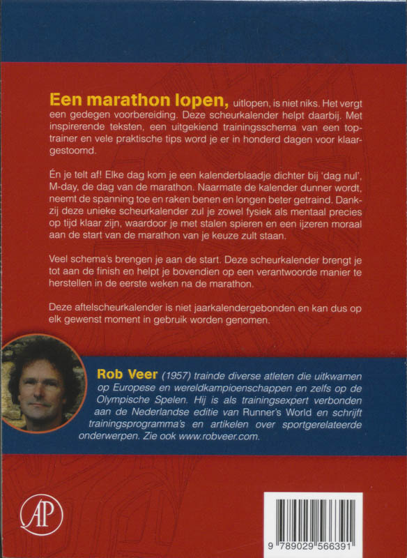 Achterkant van Hardloopscheurkalender