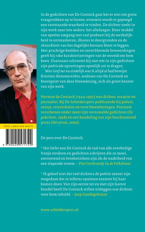 Achterkant van Geef me nu eindelijk wat ik altijd al had