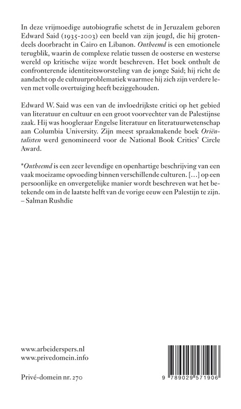 Achterkant van Ontheemd
