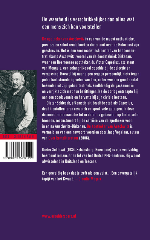 Achterkant van De apotheker van Auschwitz