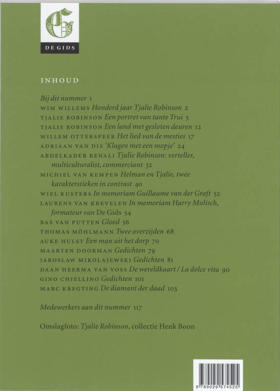 Achterkant van Honderd jaar Tjalie Robinson