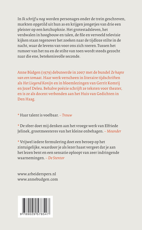 Achterkant van Ik schrijf u nog